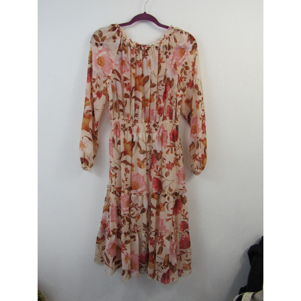 Kate and Lily Size 12 Women's Pink Chiffon Floral Tiered Dress Off Shoulder - Picture 7 of 7